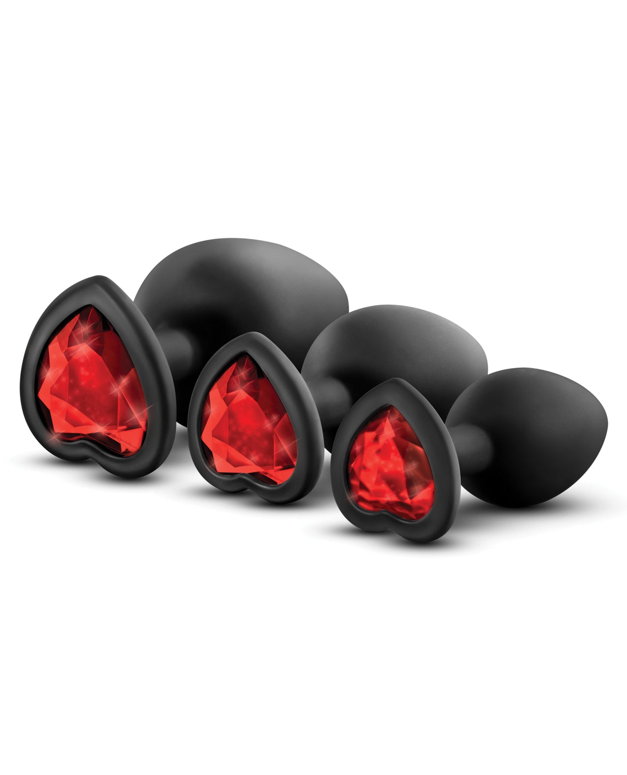 Luxe Black Anal Training Plug Set with Red Gem Detail