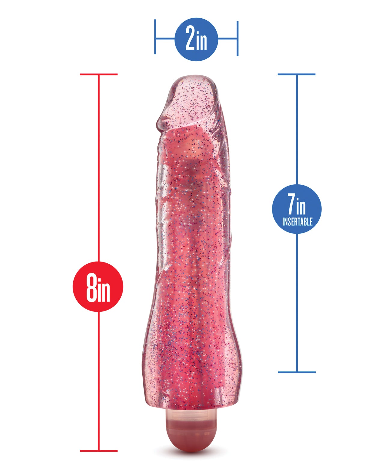 Blush Glow Dicks Glitter Vibrator Molly in Pink with Light-Up Feature
