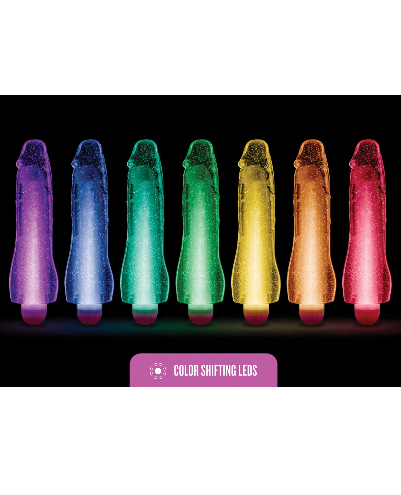 Glitter Glow Vibrator Molly in Purple with Color-Changing Lights