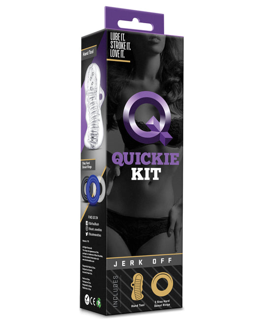 Quickie Kit Male Stroker Set Ribbed Sleeve and Silicone Cock Rings for Enhanced Pleasure and Stamina