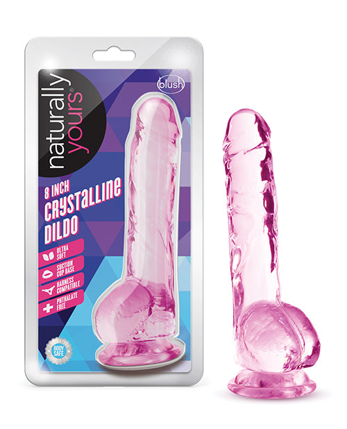 Naturally Yours Dildo Hand-Sculpted 8-Inch Crystalline Suction Base for Realistic Sensation and Harness Use