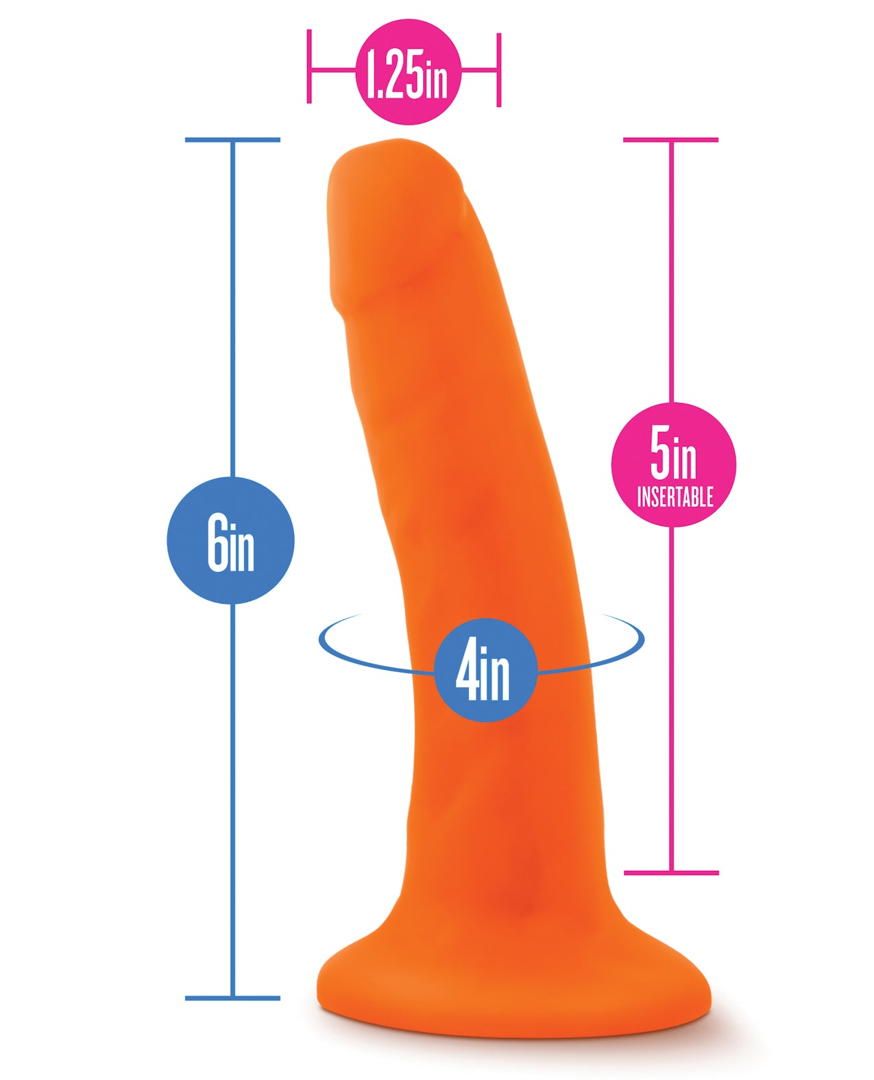 Neo Dual Density 6-Inch Dildo in Neon Orange with Suction Cup Base