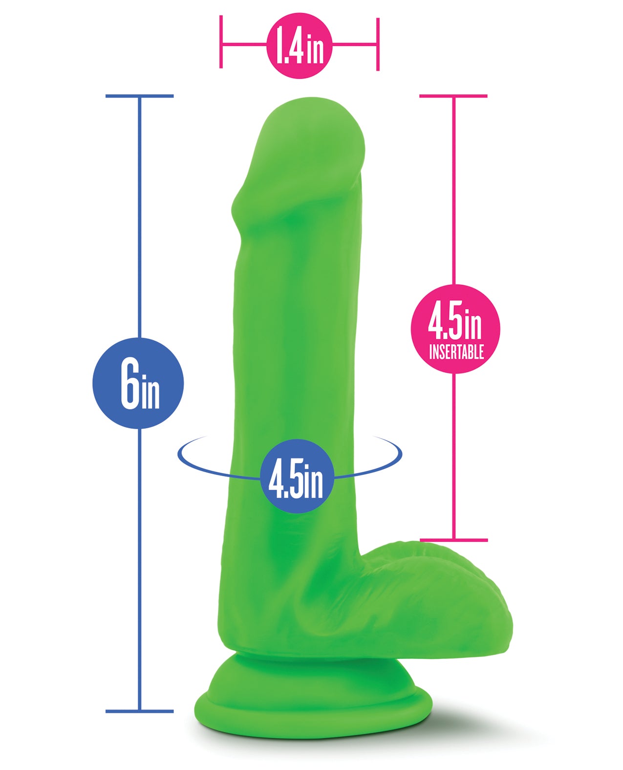 Blush Neo Dual Density 6-Inch Neon Green Dildo with Suction Cup Base
