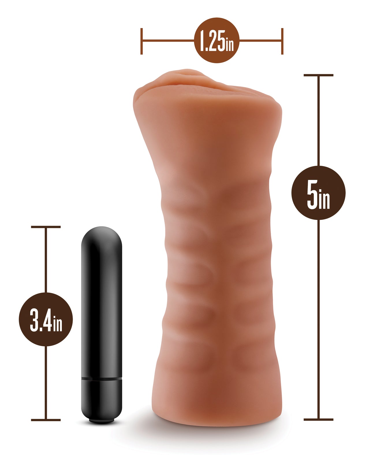 M for Men Julieta Mocha Realistic Masturbator with Vibrating Bullet