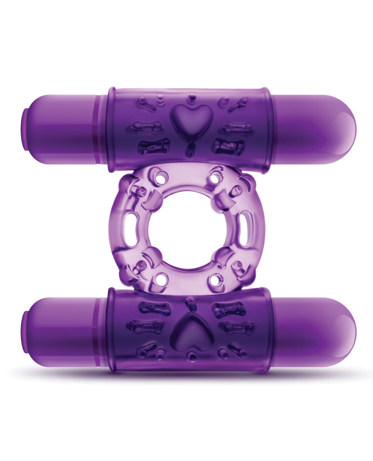 Dual Vibrating Cock Ring in Purple with Removable Bullets