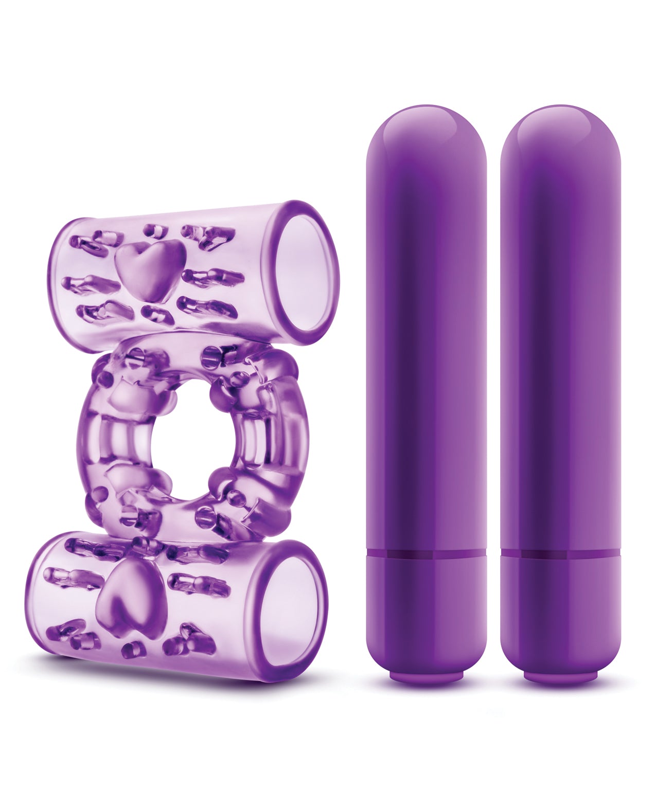 Dual Vibrating Cock Ring in Purple with Removable Bullets
