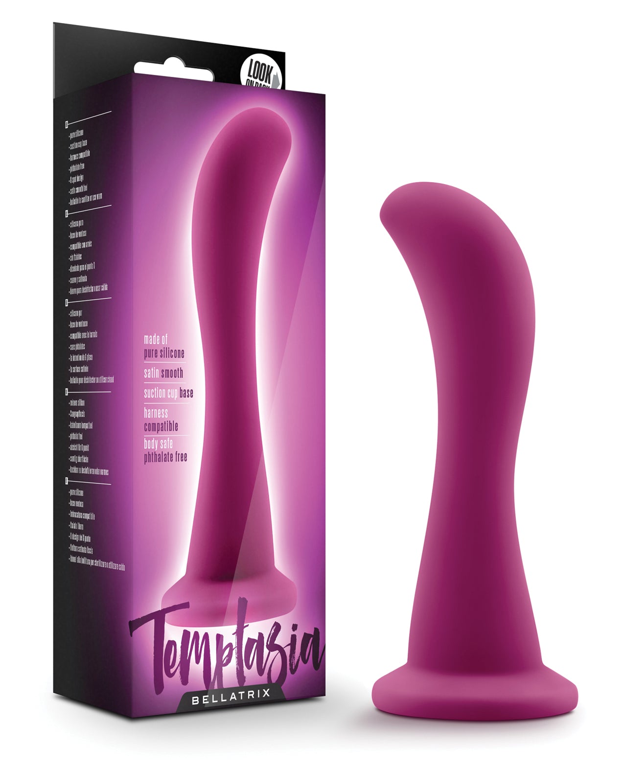 Temptasia Strap On Curved Silicone Harness Compatible Suction Cup Base for G-Spot or Prostate Massage