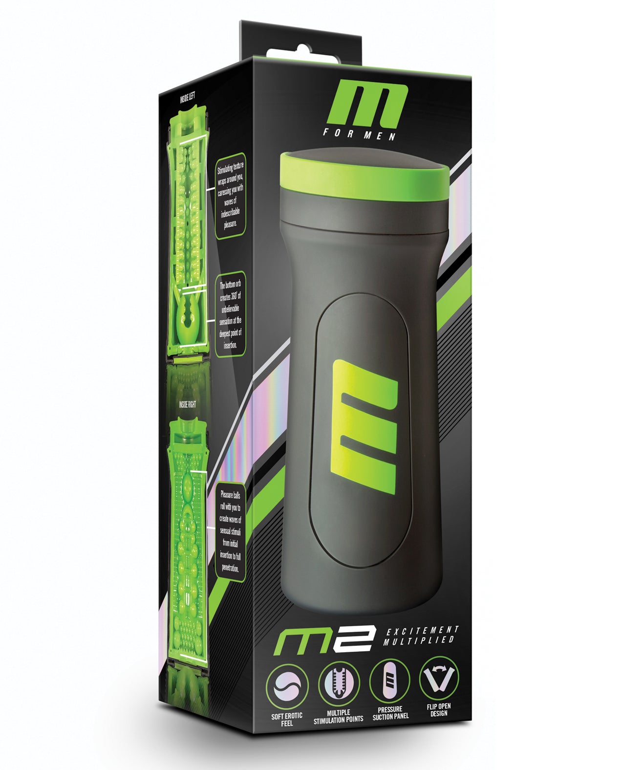 M for Men Male Masturbator Multi-Chamber Pleasure Orbs Flip Open Design for Intense Stimulation