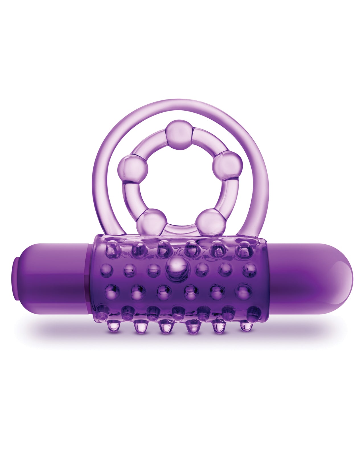 Vibrating Double Strap Cock Ring with Removable Bullet - Purple