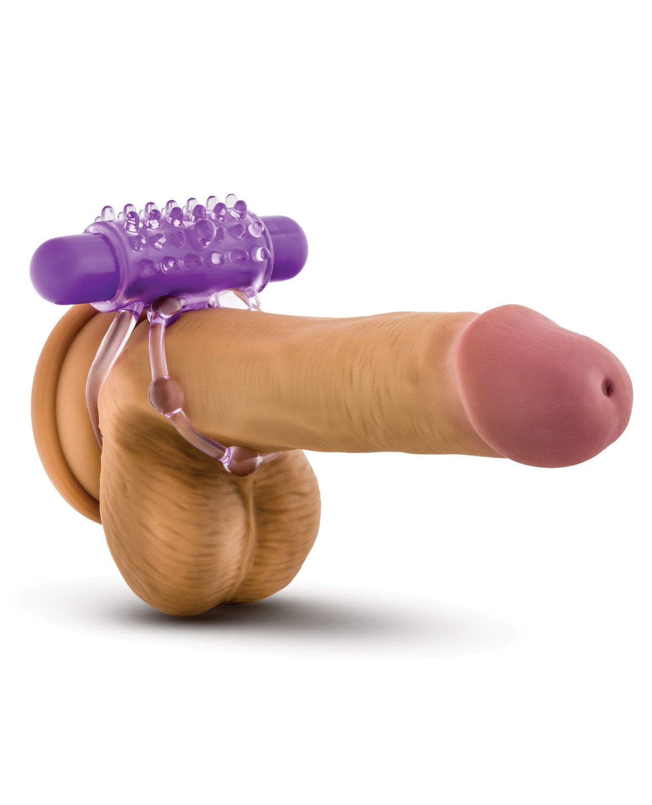 Vibrating Double Strap Cock Ring with Removable Bullet - Purple