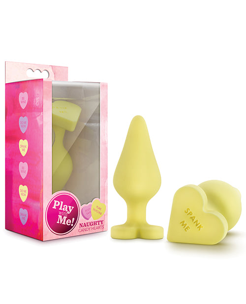 Play With Me Anal Plug Heart-Shaped Flexible Silicone with Spank Me Message for Playful Beginner Anal Exploration