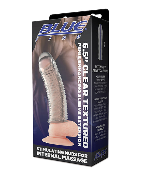 Blue Line Penis Enhancement Transparent Textured Sleeve Flexible Design for Enhanced Visual Stimulation