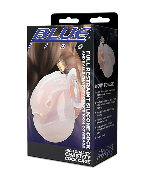 Full Coverage Silicone Chastity Device with 100% Restraint in White