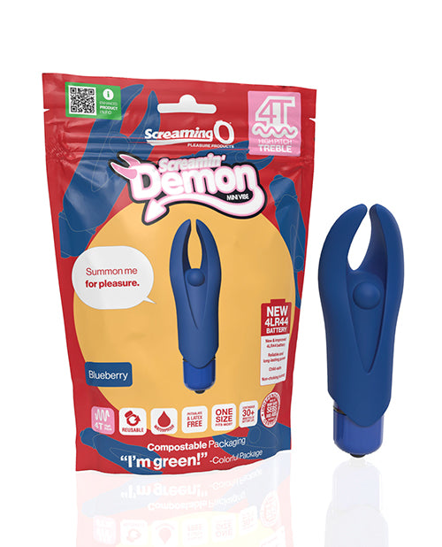 Screaming O Mini Vibrator with Silicone Horns and Blueberry Color for Targeted Stimulation
