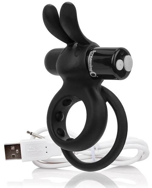 Screaming O Charged Ohare Vooom Black Double Cock Ring with Rabbit Ears