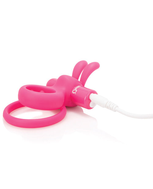 Charged Ohare Vooom Rechargeable Rabbit Ear Double Cock Ring Stimulator – Pink