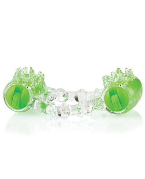 Color Pop Quickie Two-O Green Vibrating Couples Ring with Dual Motors