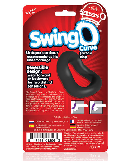 Screaming O SwingO Curve Black Silicone Cock Ring with Reversible Shape