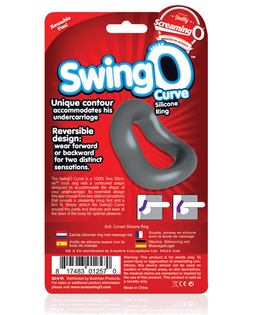 Screaming O SwingO Curve Silicone Cock Ring with Bendable Reversible Design - Grey