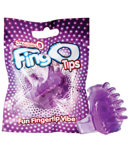 Screaming O Stimulator FingO Tips Purple Micro Massager with Comfortable Strap for Discreet Pleasure