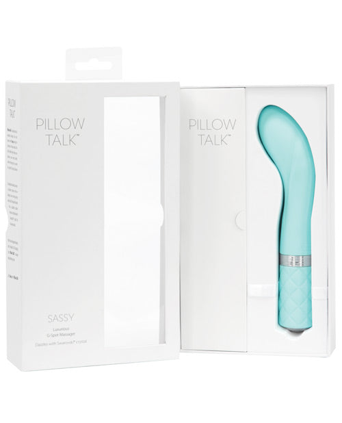 Teal G Spot Vibrator with Curved Tip and Crystal Accent