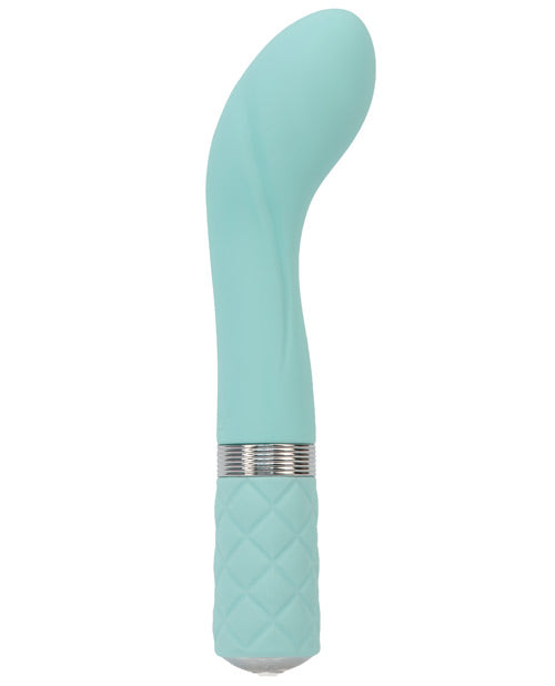 Teal G Spot Vibrator with Curved Tip and Crystal Accent