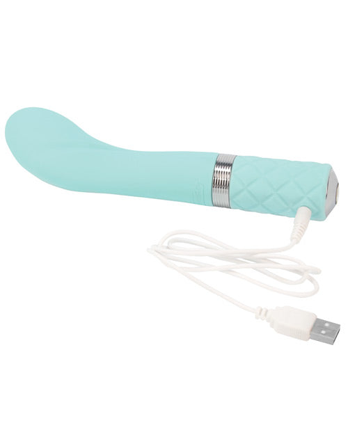 Teal G Spot Vibrator with Curved Tip and Crystal Accent