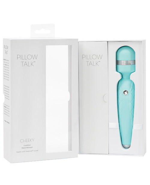 Pillow Talk Cheeky Wand in Teal with Cushioned Handle and Crystal Button
