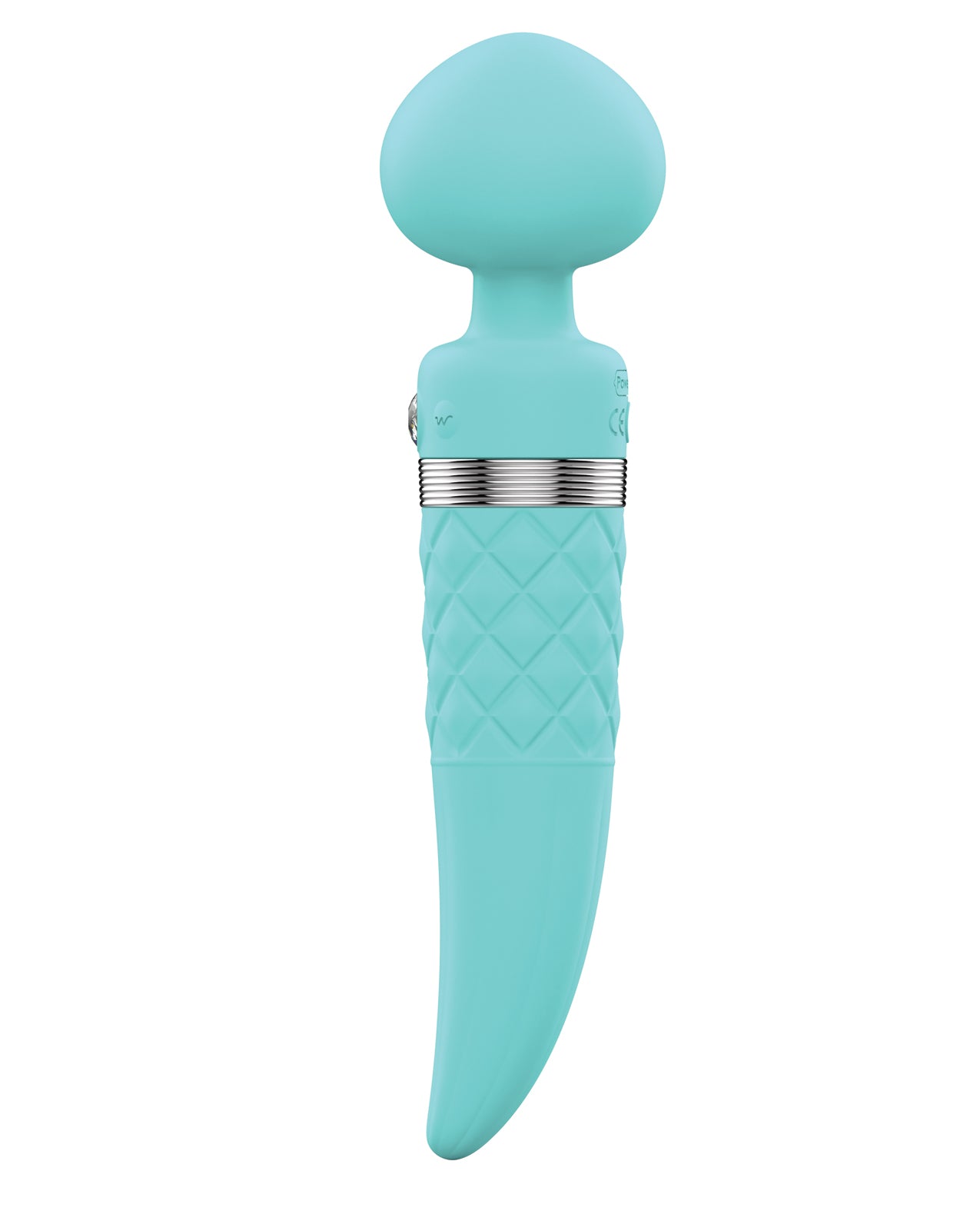 Teal Rotating Wand Vibrator with Warming Shaft & Swarovski Crystal