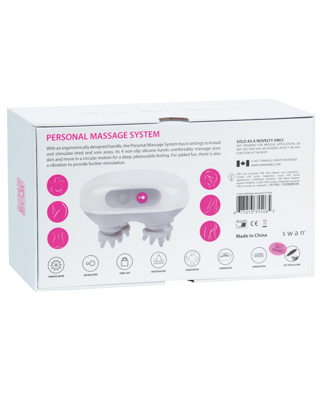 Swan Personal Massage System with 6 Settings and Charging Cradle