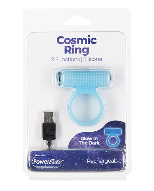 PowerBullet Cock Ring Glow-in-the-Dark Silicone Removable Vibrating Bullet for Enhanced Couples Play