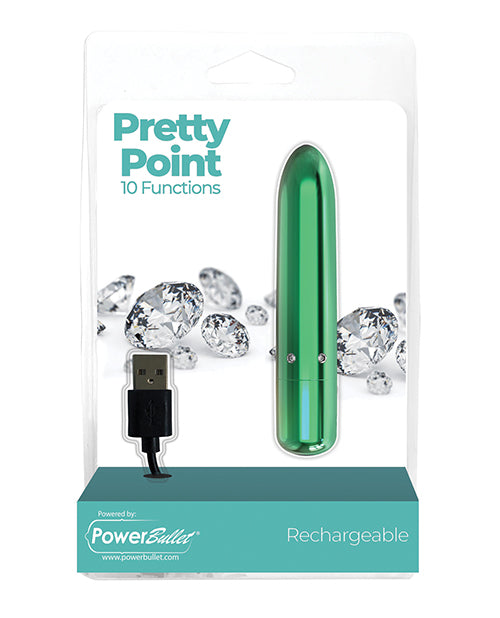 Power Bullet Stimulator Pretty Point Rechargeable Bullet with Crystal Accent and Pointed Tip for Targeted Pleasure