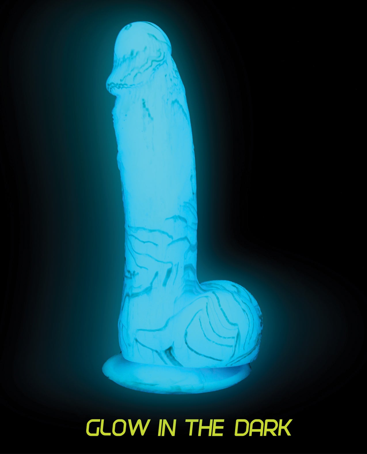 Glow-in-the-Dark Blue Silicone Dildo with Suction Base and Harness Compatibility