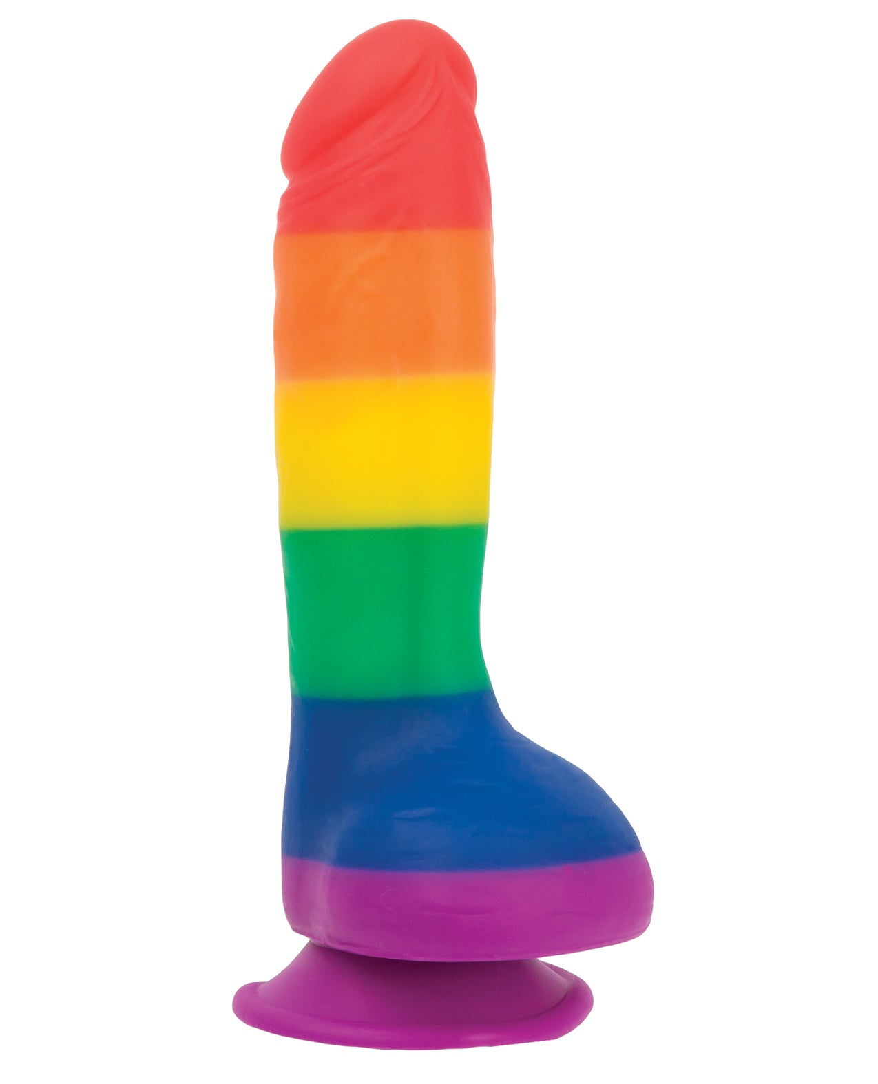 Addiction Justin 8" Rainbow Silicone Dildo with Suction Base and Harness Compatibility