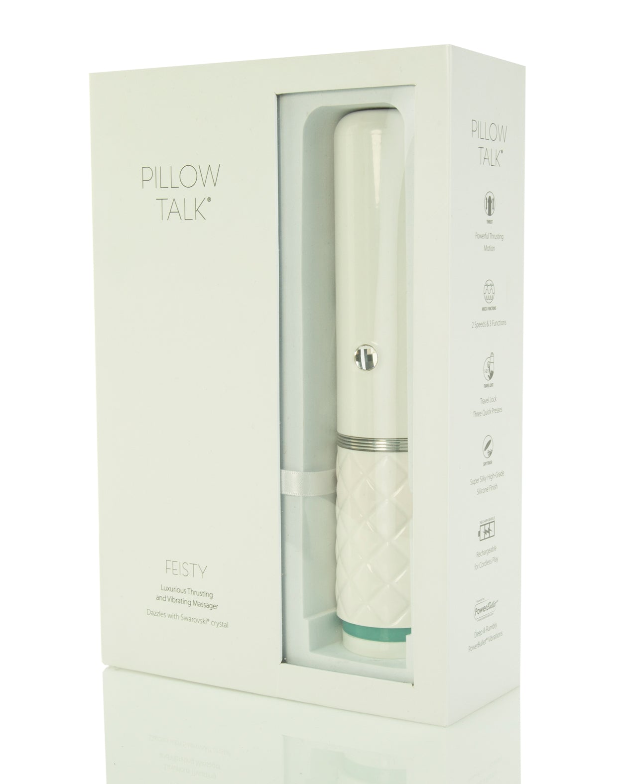 Pillow Talk Vibrator Teal Thrusting Shaft Swarovski Crystal for Versatile Personal Stimulation