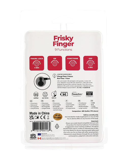 Frisky Finger Rechargeable Stimulator in Pink with Removable Bullet