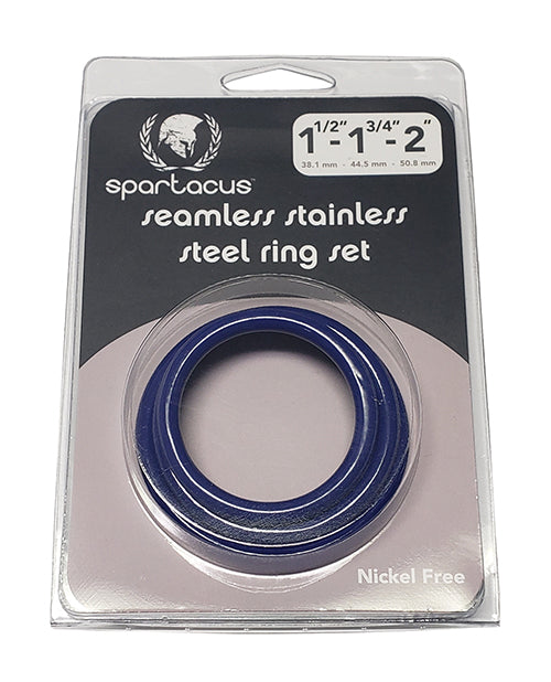 Spartacus Penis Enhancement Stainless Steel C-Ring Pack Seamless Design in Multiple Sizes for Performance Support
