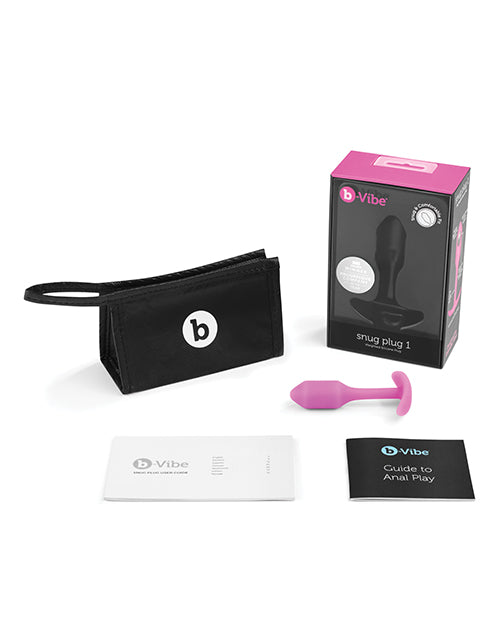 b-Vibe Weighted Snug Plug 1 Fuchsia Silicone Anal Plug with Storage Case