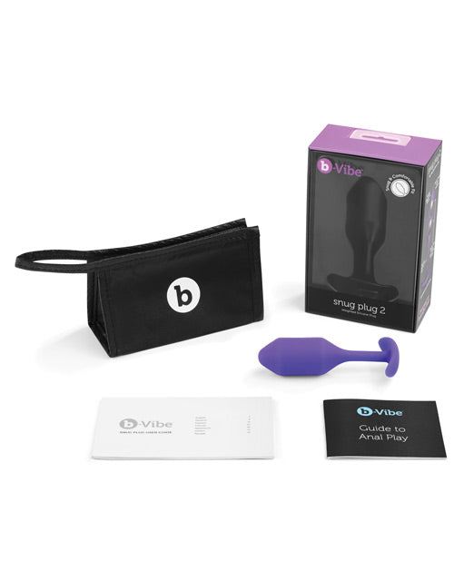 b-Vibe Weighted Snug Plug 2 Purple Anal Plug with Seamless Silicone and Weighted Core