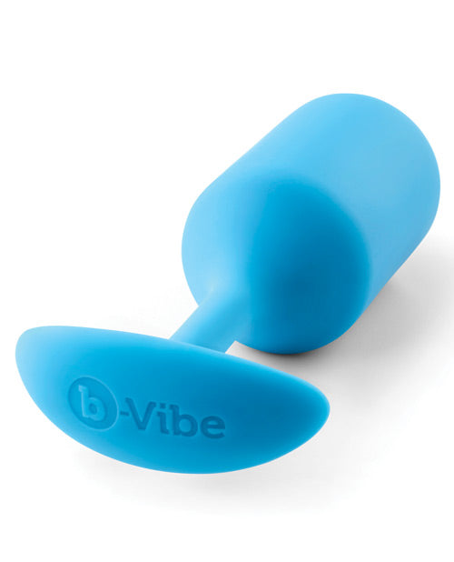 b-Vibe Weighted Snug Plug 3 - Teal Silicone Anal Plug with Handle