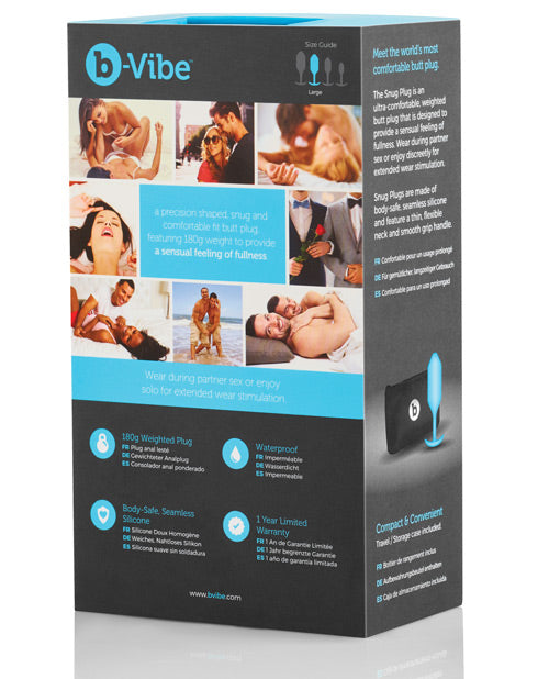 b-Vibe Weighted Snug Plug 3 - Teal Silicone Anal Plug with Handle