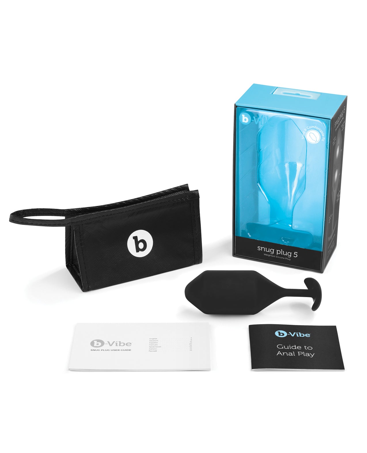 b-Vibe Weighted Snug Plug 5 Anal Plug with Comfort Grip and Travel Case