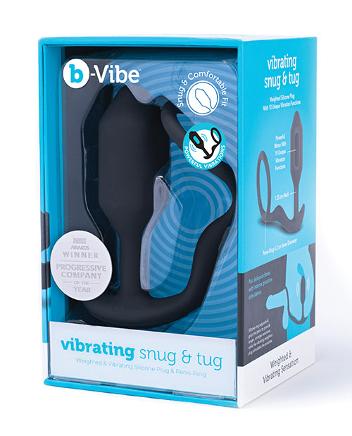 b-Vibe Anal Products Vibrating Snug & Tug Weighted Butt Plug and Penis Ring for Powerful Dual Pleasure