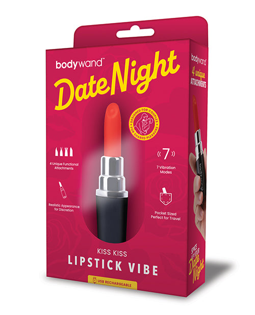 Bodywand Stimulator Discreet Lipstick Design with Interchangeable Tips for Couples' Vibrating Stimulation