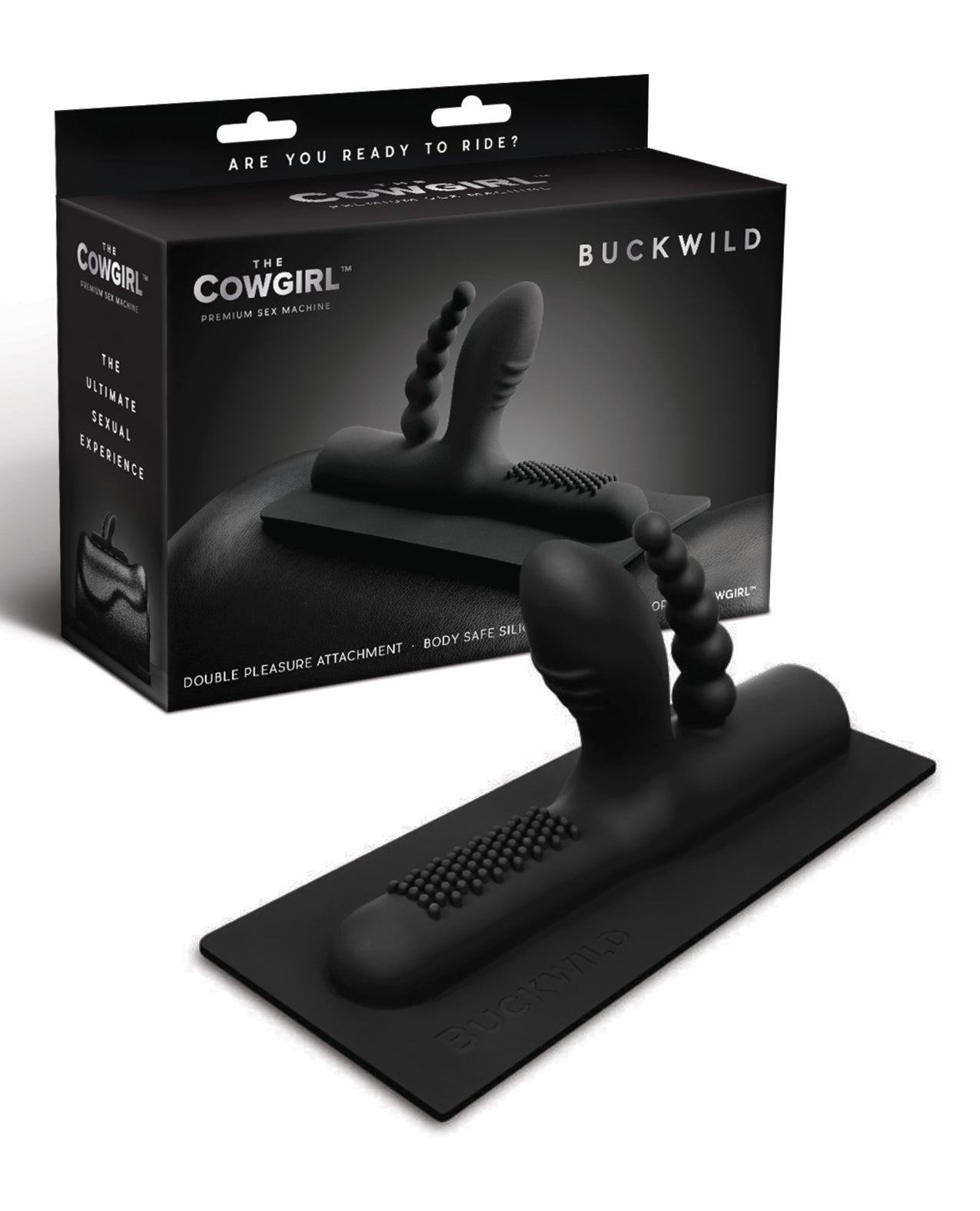 The Cowgirl Sex Machine Attachment with Silicone Anal Beads and Textured Surface for Dual Stimulation