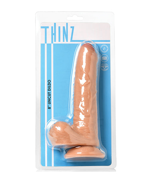 Thinz Uncut Dildo Slim Realistic Design with Suction Cup for Lifelike Pleasure and Harness Play