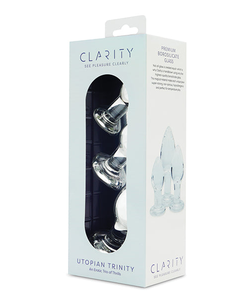 Clarity Glass Dildo 3 Piece Kit with Utopian Trinity Shapes