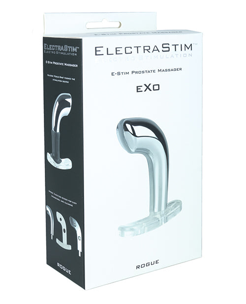 ElectraStim Stimulator Chrome-Plated Prostate Massager Clear Base Asymmetrical Design for Intense P-Spot Electro Stimulation