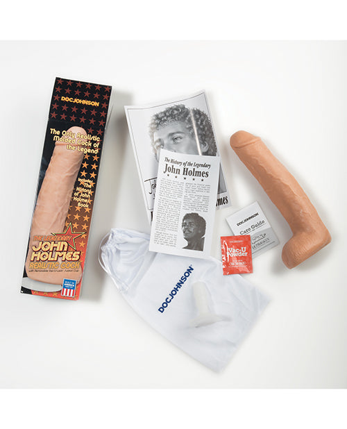 John Holmes Realistic Cock Dildo with Suction Base and Storage Pouch