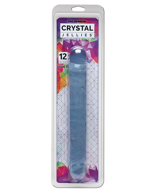 Crystal Jellies Double Dong Clear Flexible Veined Dildo with Body-Safe Material for Versatile Pleasure